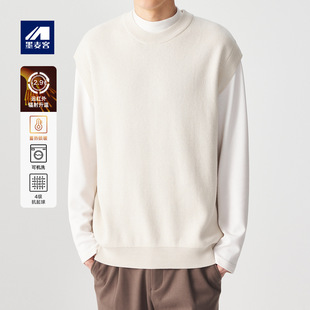 墨麦客男装远红外升温无袖针织背心冬季新款可机洗保暖打底毛衣