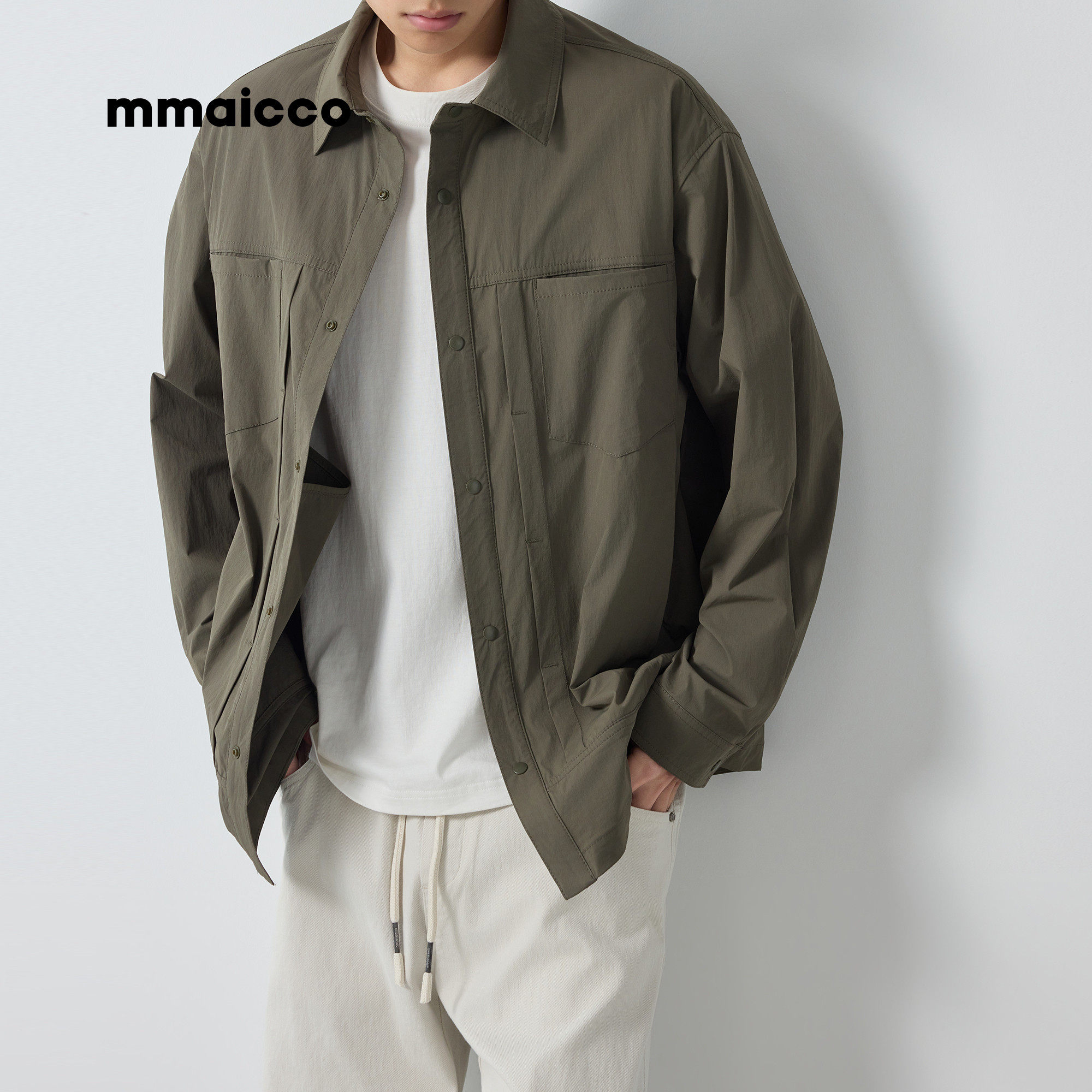 衬衫式翻领外套男装墨麦客2026春季新款通勤工装男士夹克春秋薄款