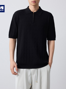 墨麦客高智通勤绞花针织POLO衫男2026夏款冰丝凉感男士T恤75242.
