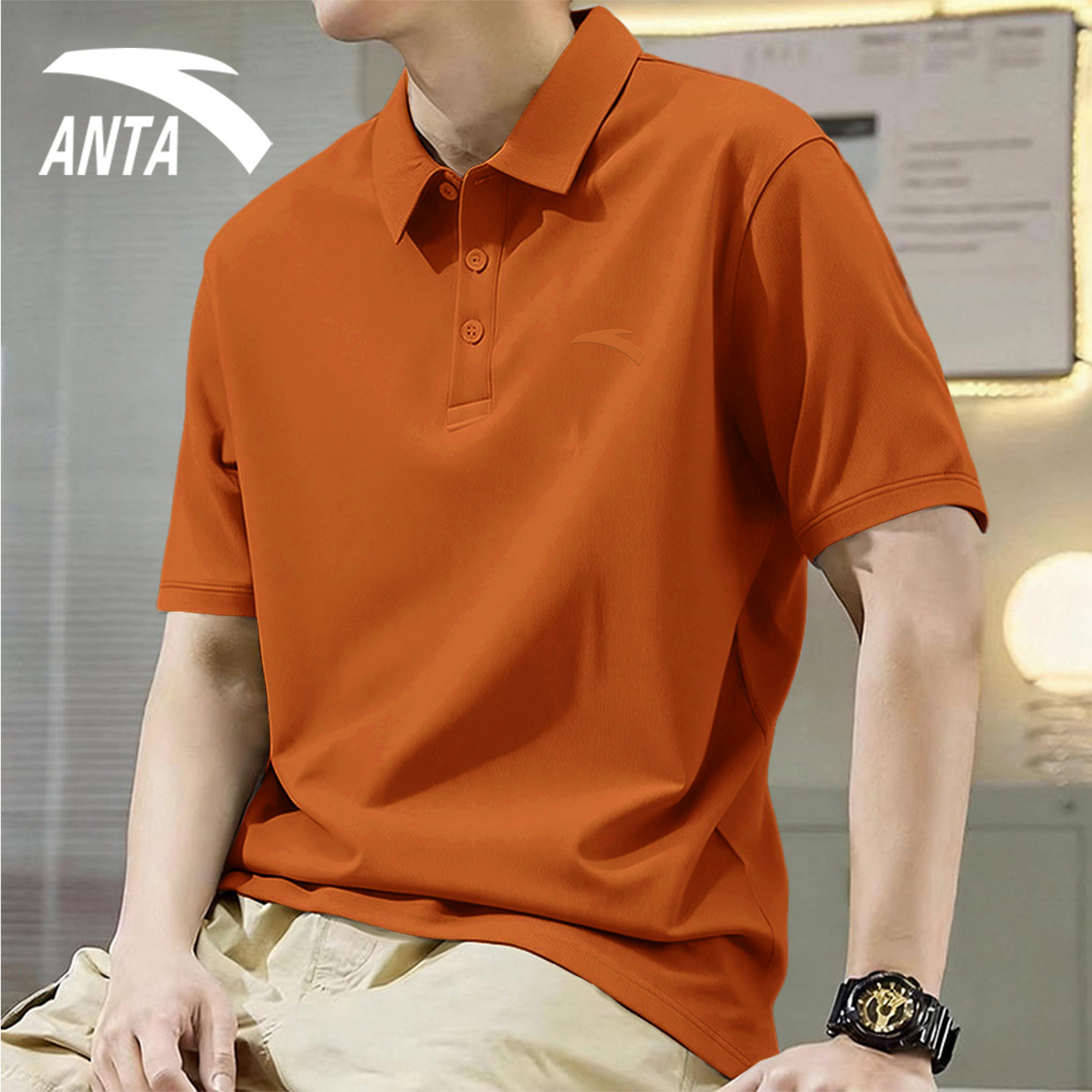 安踏短袖T恤翻领男2026新款夏季中年冰丝速干宽松POLO衫运动上衣