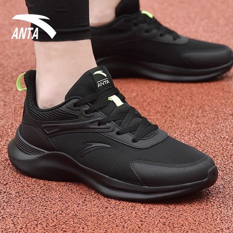 安踏男鞋跑步鞋春季男款透气休闲鞋官方旗舰正品网鞋黑色运动鞋男