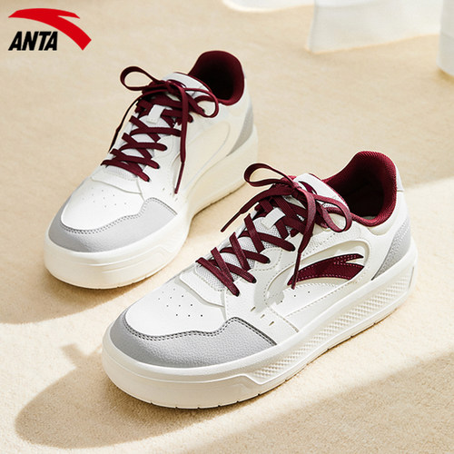 安踏板鞋女鞋轻风新款秋冬女款皮面厚底增高休闲鞋旗舰店运动鞋女