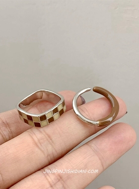 晶品韩国ins小众设计两件套戒指