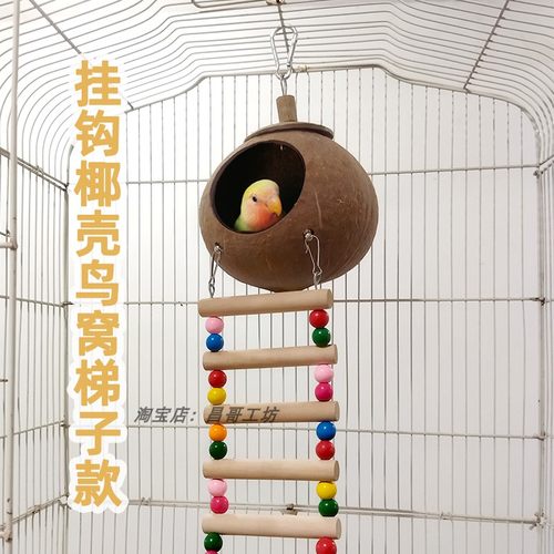 挂钩款椰子壳鸟窝安装快捷带梯子