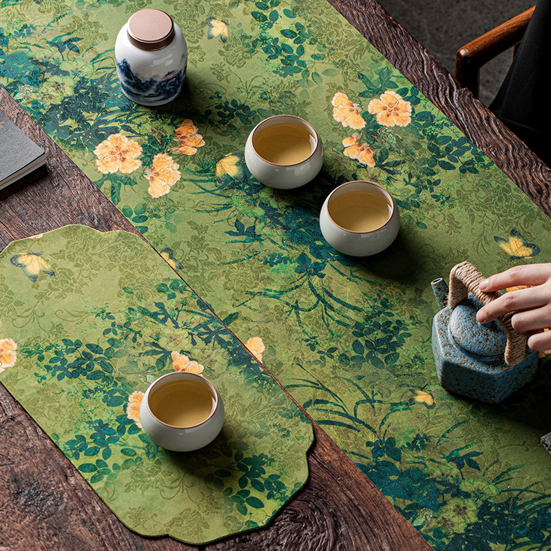 哲明茶席防水防滑茶垫子轻奢高档手工禅意桌旗新中式茶桌布艺茶旗,居家布艺,茶席,淘宝优惠券,粉丝福利购,淘宝优惠卷