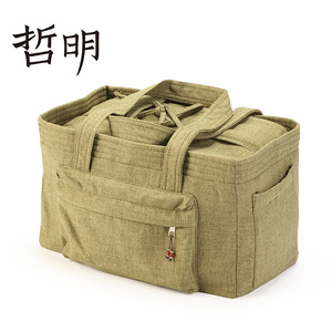 哲明 旅行便携茶具杯袋加大茶箱收纳包布袋大号户外茶壶袋子