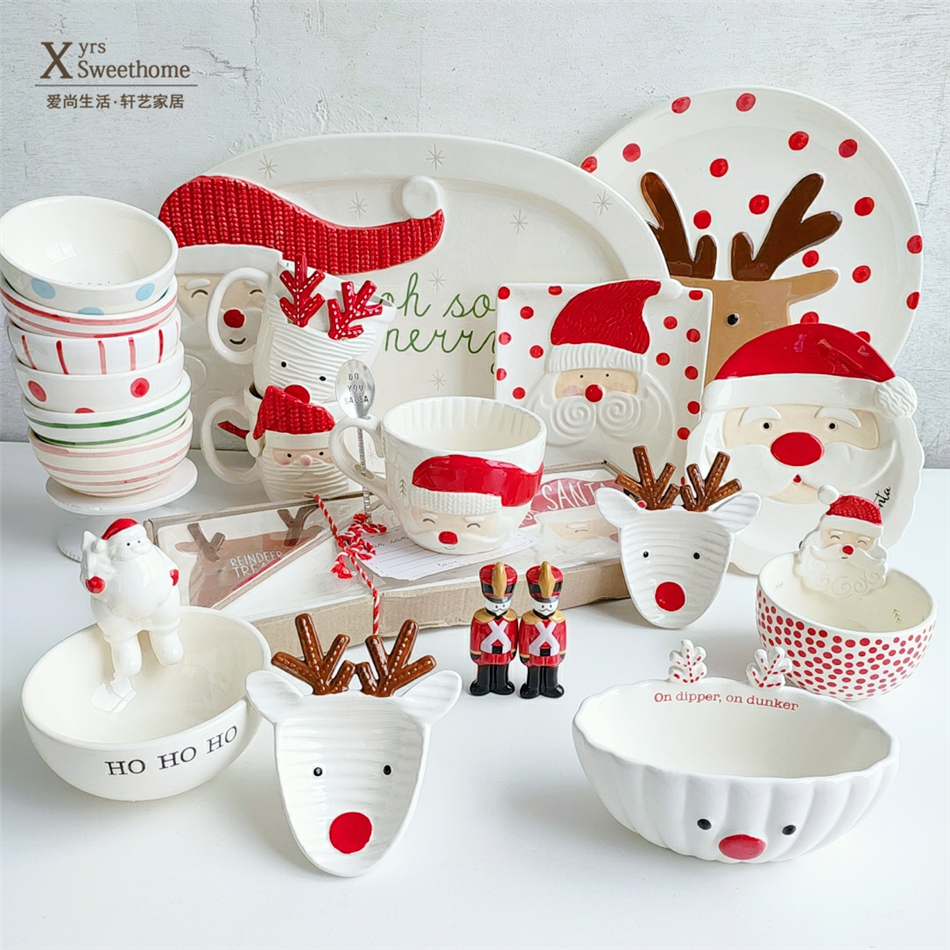 餐具套装mud陶瓷平盘出口圣诞节