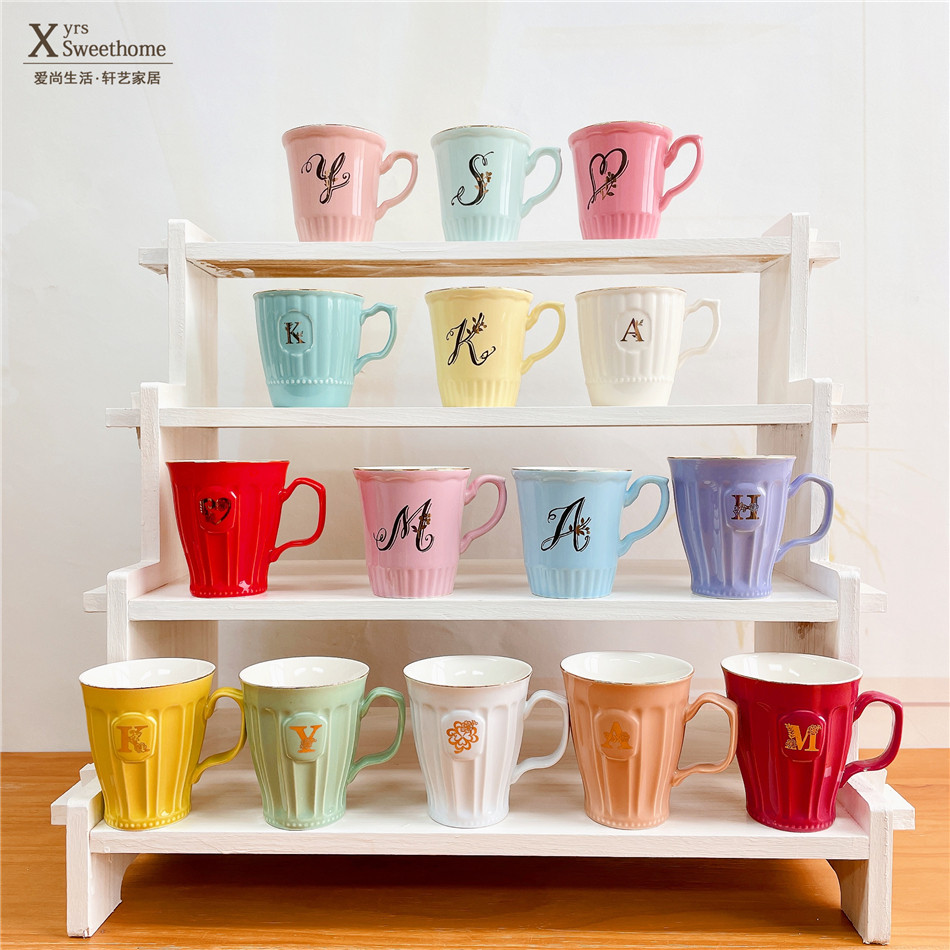 出口品牌马克杯 尾单特卖描金字母杯子 小清新拿铁咖啡杯 茶杯子,餐饮具,马克杯,淘宝优惠券,粉丝福利购,淘宝优惠卷
