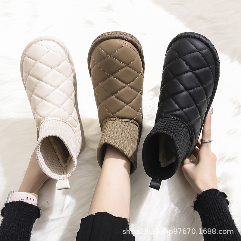 2023网红ins港韩风加绒加厚袜口女鞋女款一脚蹬棉靴舒适百搭ins