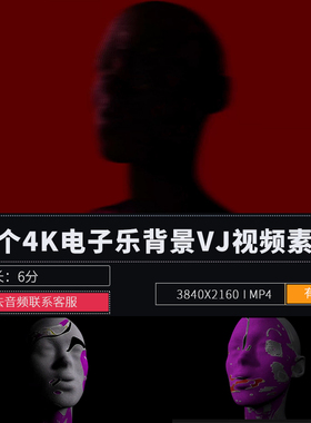 红色噪点抽象人像电子串烧酒吧派对LED大屏幕舞台演出VJ视频素材