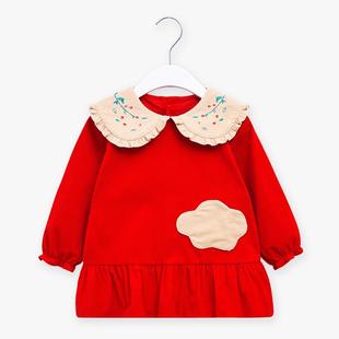 清仓秋冬款灯芯绒儿童防水罩衣女宝宝洋气羽绒服外罩宝宝防脏饭衣