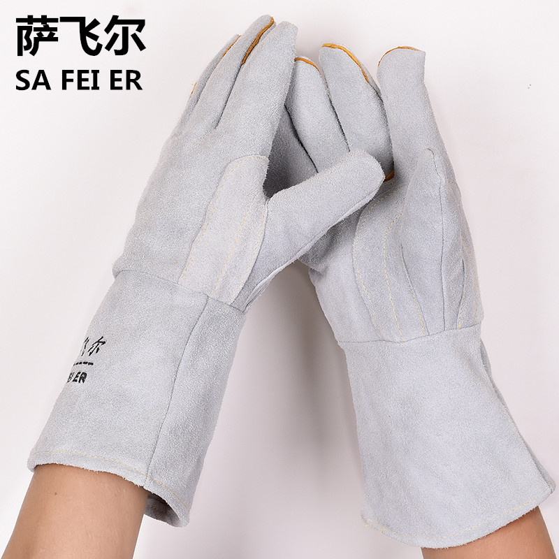 牛皮电焊手套加长款焊工防火线耐高温磨焊接隔热防烫夏季单层薄款