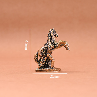 纯黄铜复古法手工匠作旧典藏艺术驯马人奔腾骏马摆件茶宠文玩礼品