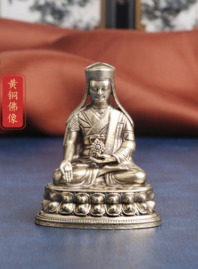 老式复古典藏国风艺术加重黄铜摆件古法手工匠作萨迦五祖八思巴洛