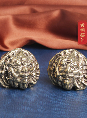 复古典藏国风艺术黄铜摆件古法手工匠作钟馗核桃文玩健身球手把件
