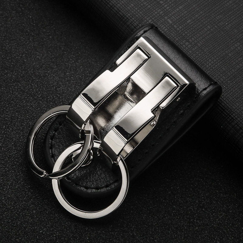 Honest百诚正品商务新款男士型皮质双环腰挂真皮金属汽车钥匙挂扣
