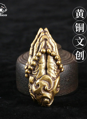 纯黄铜复古法手工匠作旧典藏国风艺术摆件实心佛手合十佛像手把件