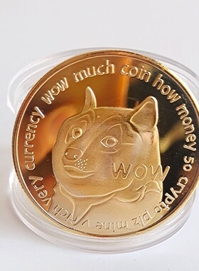 真正纯镀金银色重金属纪念硬币定制礼典藏款外国虚拟DOGE狗狗币D