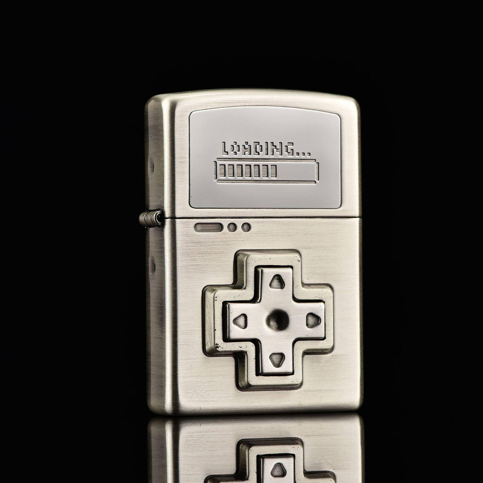 zippo煤油打火机官正品美国芝宝银色贴章解压游戏机电量按键标志