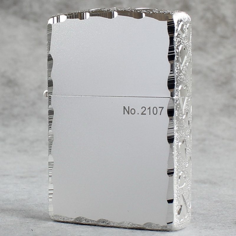 zippo煤油打火机官正品美国芝宝日韩版磨砂镀银色雕桃心满满的爱