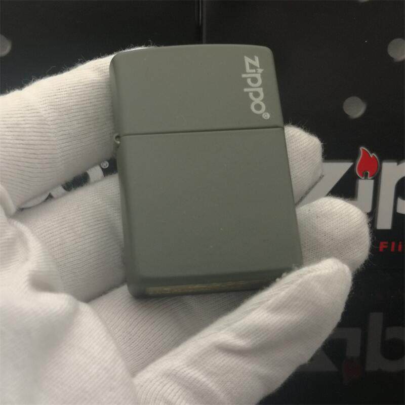 zippo煤油打火机防风砂轮官正品芝宝美国原版军绿色哑漆标志光板