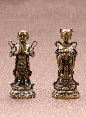 纯铜金童玉女摆件善财佛像