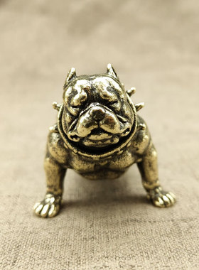 复古典藏国风艺术黄铜摆件古法手工匠作恶霸法斗犬狗肌肉大号雕塑