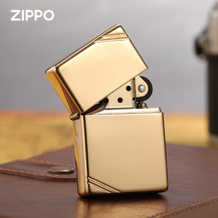 zippo煤油打火机官正品美国芝宝1937复刻古典黄铜切角镜子平头款