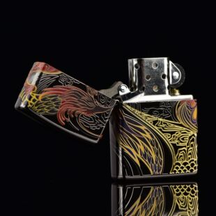 zippo煤油打火机官正品美国芝宝黑色图腾国潮龙战于野凤舞九天礼