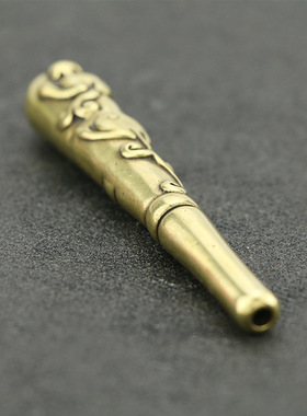 纯黄铜粗细两用动物雕纹烟嘴