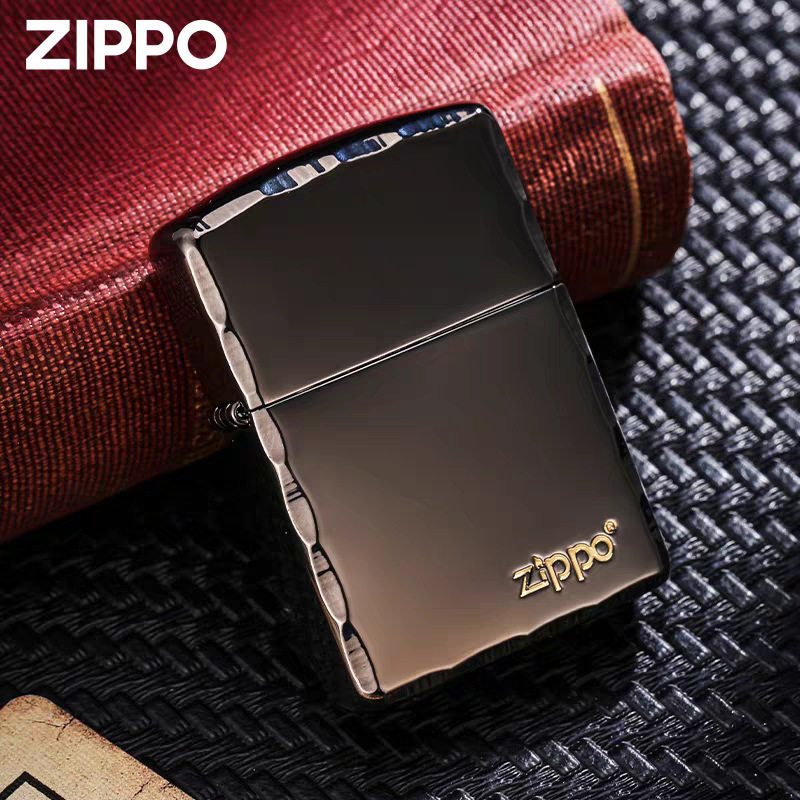 zippo煤油打火机官正品美国芝宝经典商务黑冰简约光板素面刻咬边