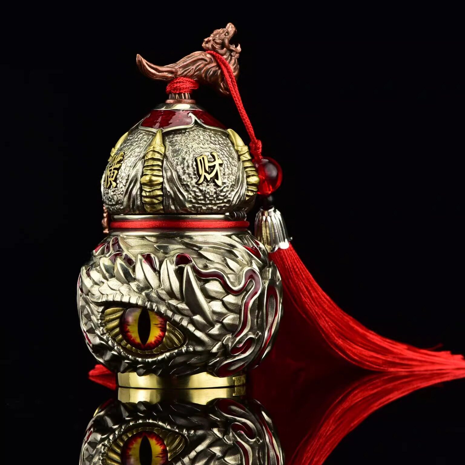 zippo煤油打火机官正品美国芝宝套壳古银红铜色神龙眼雕福禄葫芦