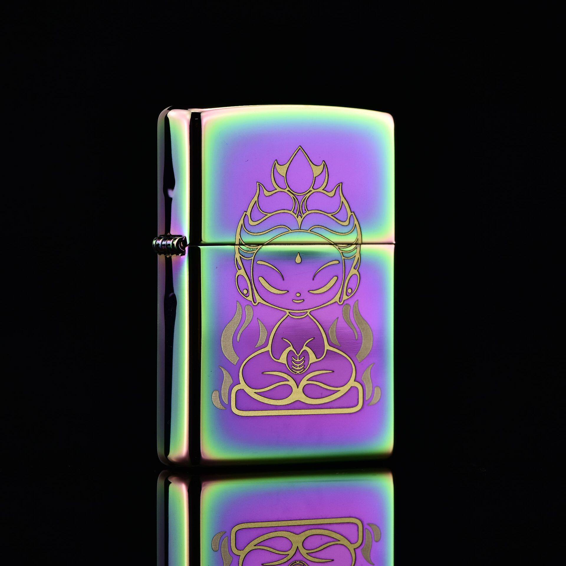 zippo煤油打火机官正品美国芝宝幻彩冰面道家系小童坐禅悟性启示