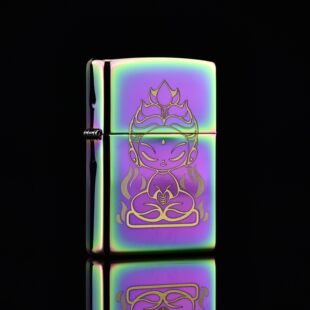zippo煤油打火机官正品美国芝宝幻彩冰面道家系小童坐禅悟性启示