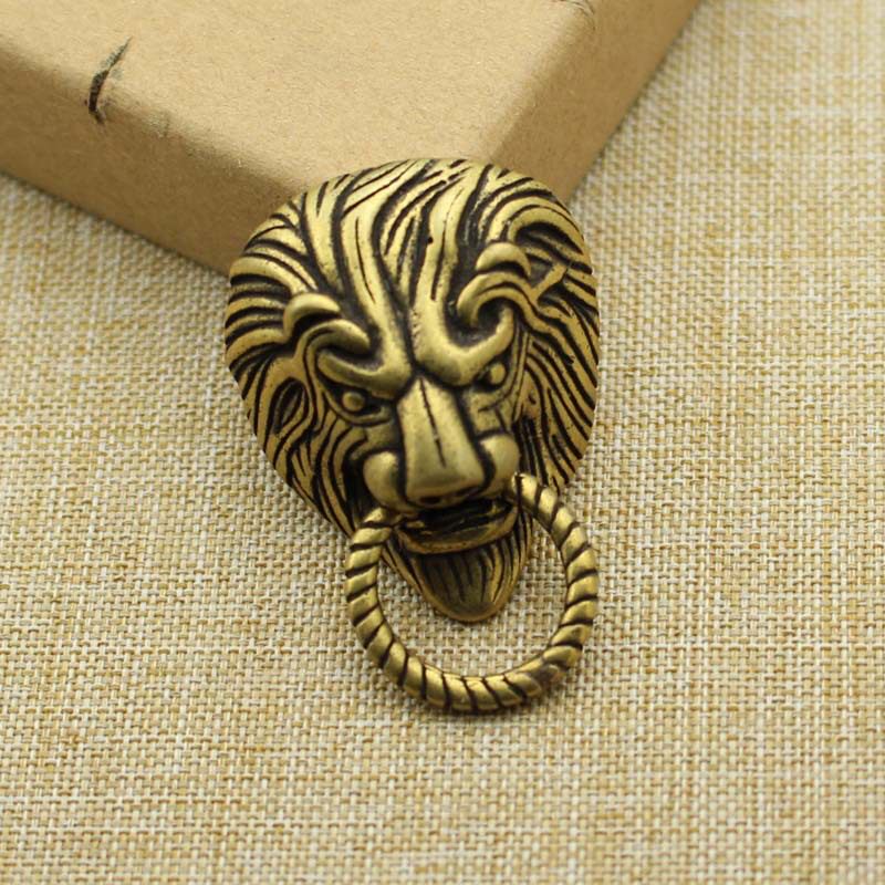 纯黄铜狮子头叼环配件装饰财布扣工艺品挂件部件头装饰品钥匙扣子