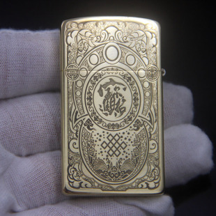 ZORRO佐罗正品纯黄铜金色纤细超薄女窄款煤油打火机貔貅瑞兽撒旦