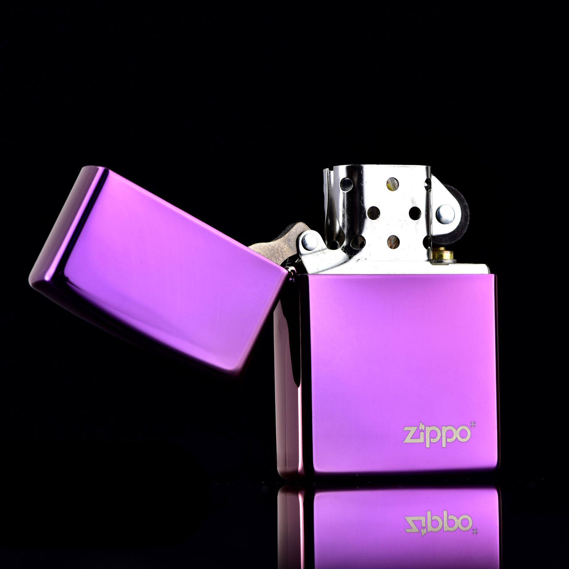 zippo煤油打火机官正品美国芝宝经典款神秘紫冰色光板商标男士礼