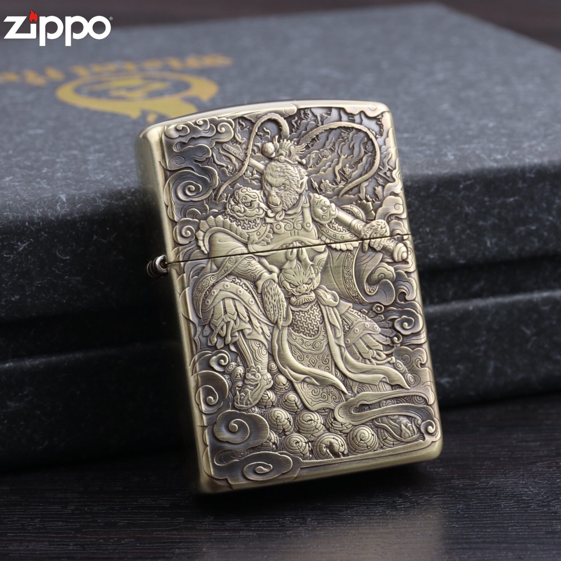 zippo煤油打火机官正品美国芝宝古铜盔甲国潮大圣孙悟空斗战胜佛