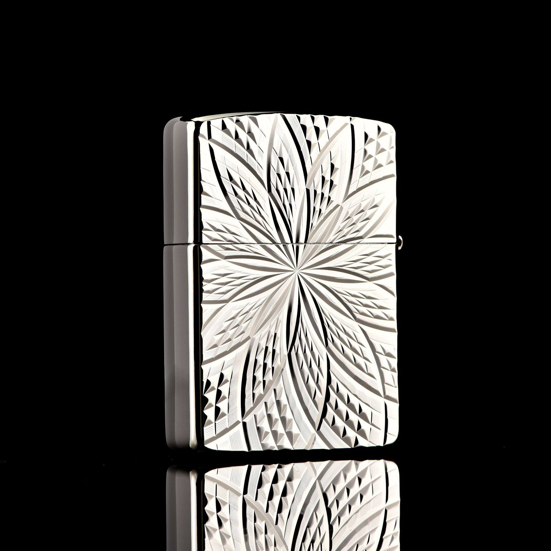 zippo煤油打火机官正品美国芝宝韩版轻奢盛世莲花劈花枪黑色银色