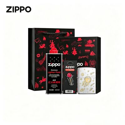 zippo煤油打火机官正品美国芝宝黑礼盒耗材套装礼物刻星空宇航员