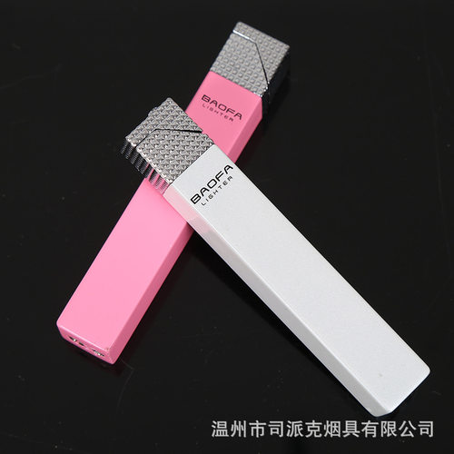 司派克SPUNK正品金属超薄方形细长条小巧易携粉色女士专用打火机