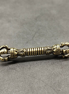 复古典藏国风艺术黄铜摆件古法手工匠作五股降魔杵小物件微雕把件