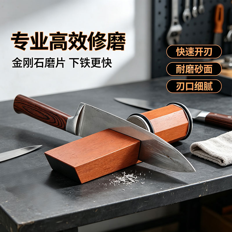 滚筒家用磨刀器磁性磨刀器双面钻石磨厨房刀具磨刀架磨刀石金刚砂图片