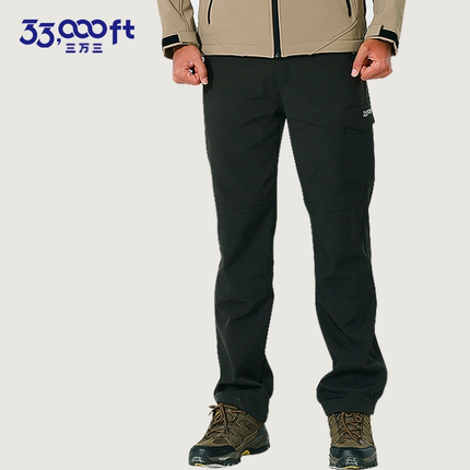33000ft户外软壳裤秋冬抓绒加厚保暖防风防水修身登山裤冲锋裤男