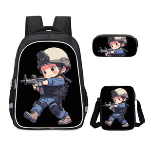 卡通警察小学生书包可爱的军娃幼儿园儿童背包男童背包笔袋斜挎包