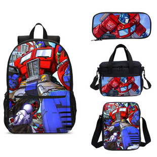 擎天柱儿童书包男生双肩包小学生背包午餐饭兜包单肩斜挎包文具盒