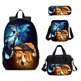 Pokemon 宝可梦图案书包儿童双肩包宠物小精灵背包斜挎包便当包