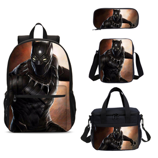 漫威超级英雄黑豹书包超酷的男生双肩包学校背包便当包斜挎包笔袋