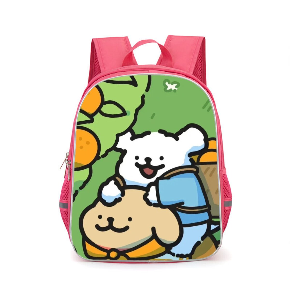 线条小狗卡通幼儿园书包粉红色女童双层背包小学生护脊肩负双肩包