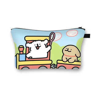 线条小狗卡通女生化妆包可爱的动漫周边印花大号钱包压岁钱收纳包